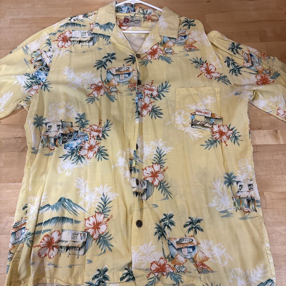 Hilo Hattie yellow "The Hawaiian Original" button-up shirt Men’s XL